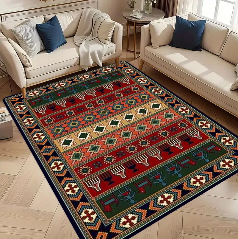 

Этнический ковер с геометрическим узором для гостиной, декоративный коврик для дома, нескользящий напольный коврик, большой ковер в скандинавском и современном стиле