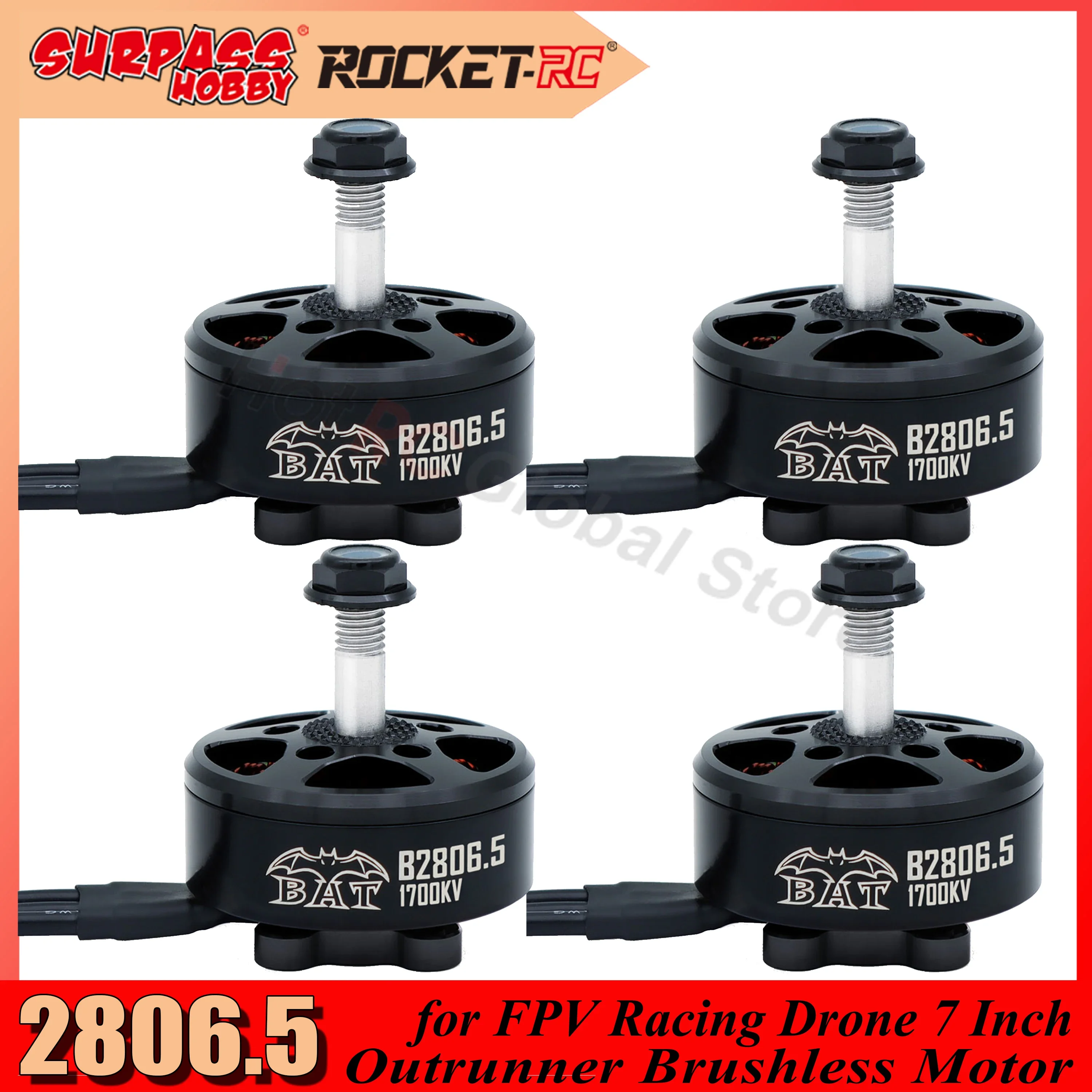 4PCS Surpass Hobby 2806.5 1300KV 3-6S Outrunner Brushless Motor for FPV Racing Drone Quadcopter Multicopter APEX Mark4 XL7 7Inch