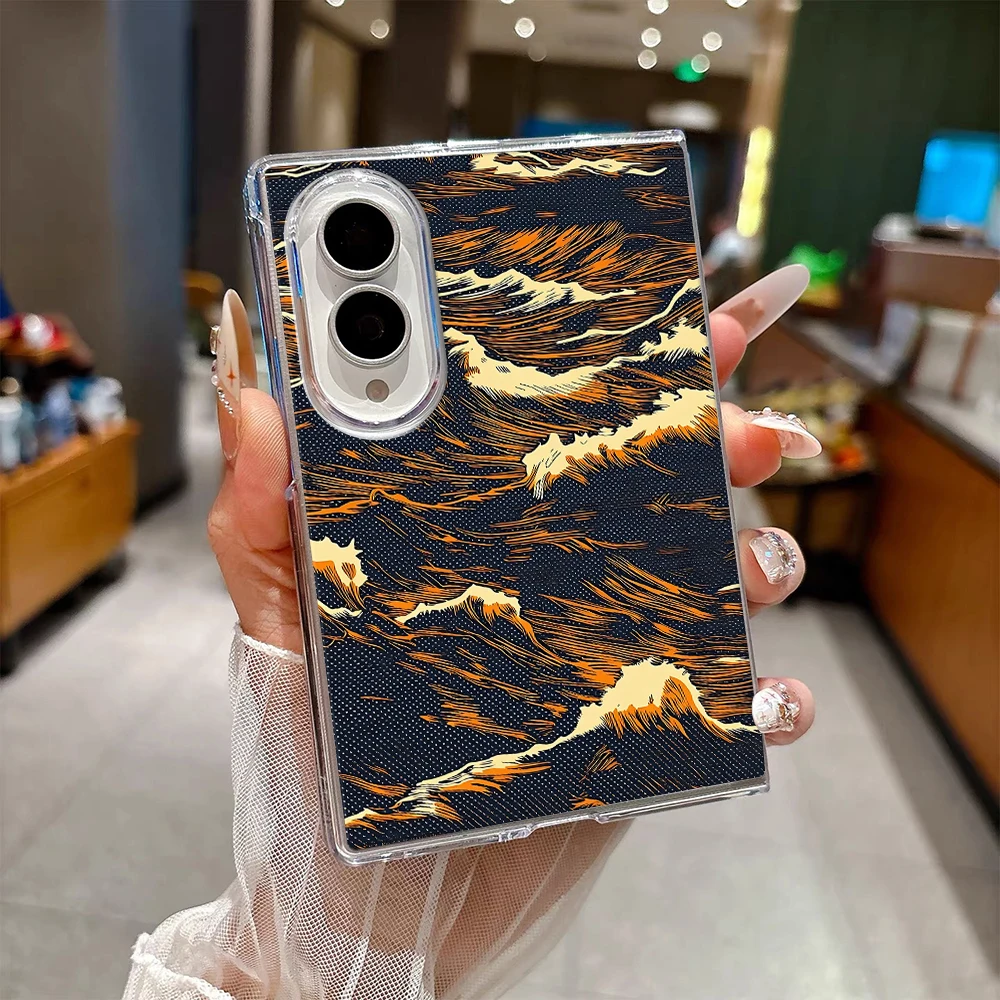 Wave Surge Crystal Clear Hard PC Case for Samsung Galaxy Z Fold 8 7 6 5 4 3 2 Slim Anti‑Drop Edge Buffer Phone Cover