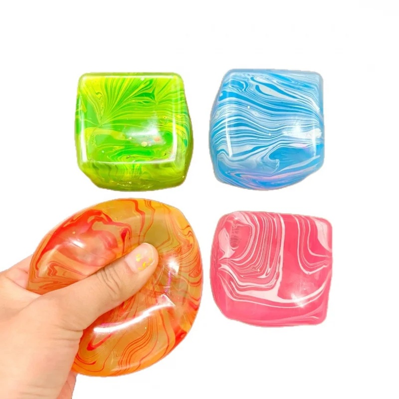 Powolnie Wznoszący Się Marmurkowy Kostka Lodu Squishy - Zabawka Sensoryczna Antystresowa dla Dorosłych i Dzieci, Uspokajająca Fidget Toy na Autyzm, Prezent na Imprezę Redukujący Stres