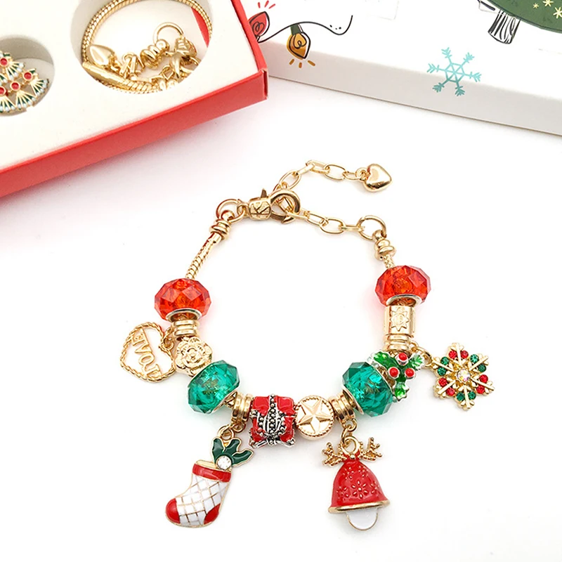 24PCS Necklace Pendant Christmas Countdown Advent Calendar Blind Box Christmas Themed DIY Bracelet Christmas Surprise Gift Box