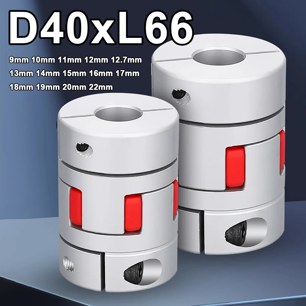 D40xL66 Jaw Shaft Coupler Spider Flexible Motor Aluminium Plum Flexible Coupling Encoder Connector Bore 9 10 11 12 13 14 to 22mm