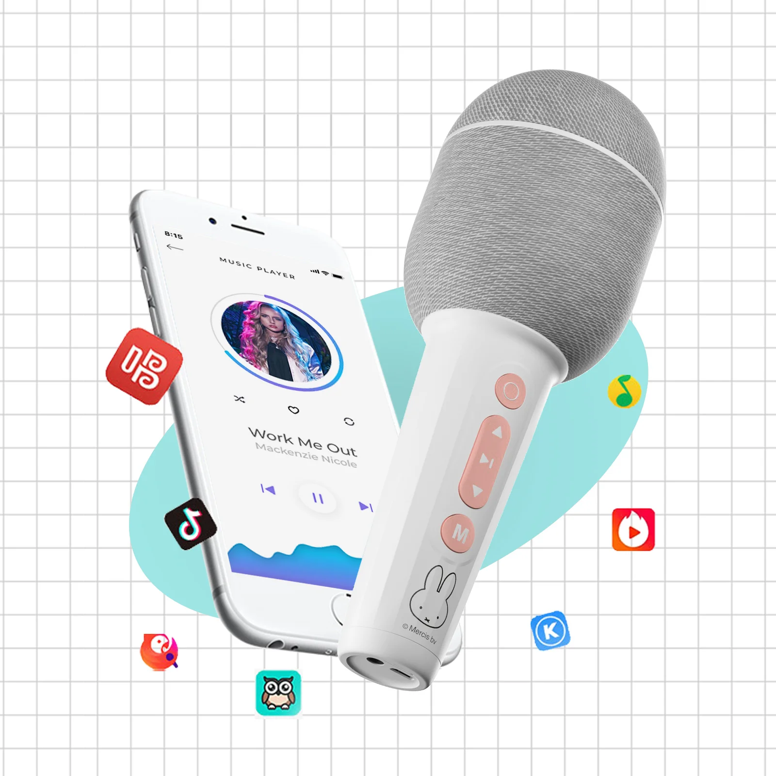 Miffy X Mipow Wireless Karaoke Microphone Bluetooth Handheld Portable Speaker Condenser microphon Home KTV Player for Kids Gift - Image 3