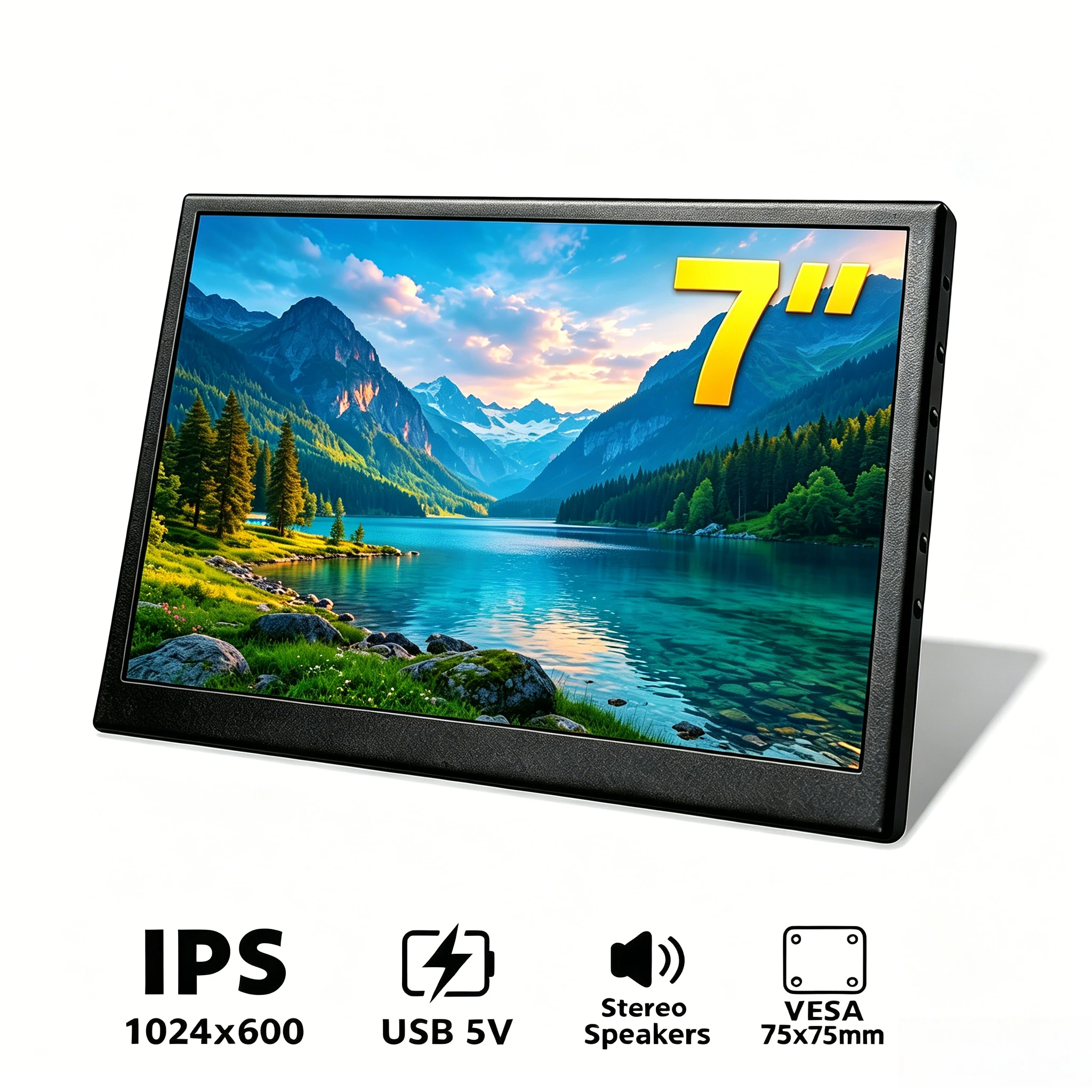 

LESOWN Premium 7" Maker Display 1024x600 HDTV Audio Out Black Aluminum Monitor for Radxa Zero SBC Desktop Code Extension