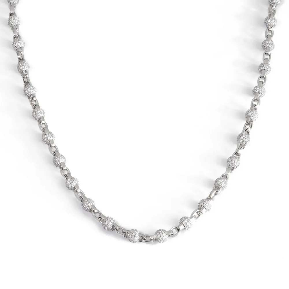 

ESKEEM Новое 6 мм круглое ожерелье из бисера Full Pave Iced Out кубический цирконий кубинская цепочка для мужчин женщин ювелирные изделия в стиле хип-хоп