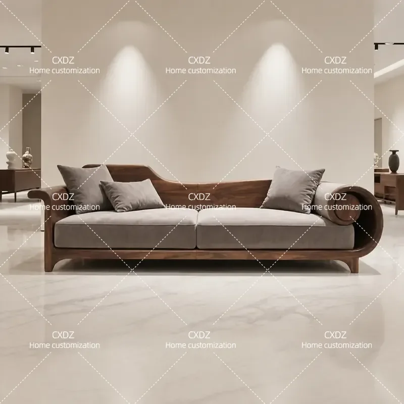 New Chinese Style North American Black Walnut Sofa Living Room High End Zen Chair Furniture Light Luxury Italian Office