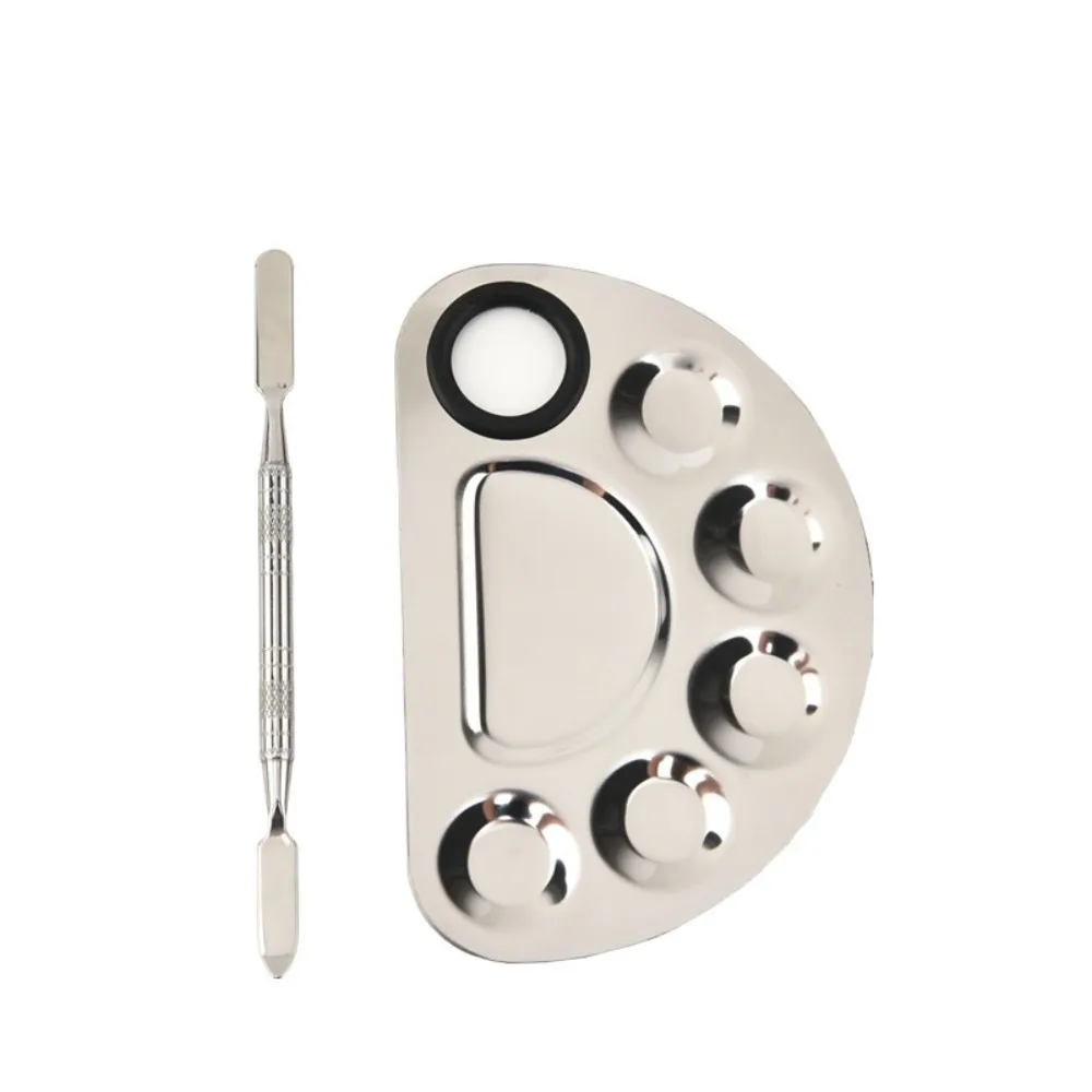 Avec tige de spatule Palette de couleurs de maquillage plateau de mélange de fond de teint liquide Portable en acier inoxydable plateau de mélange de crème de maquillage Durable