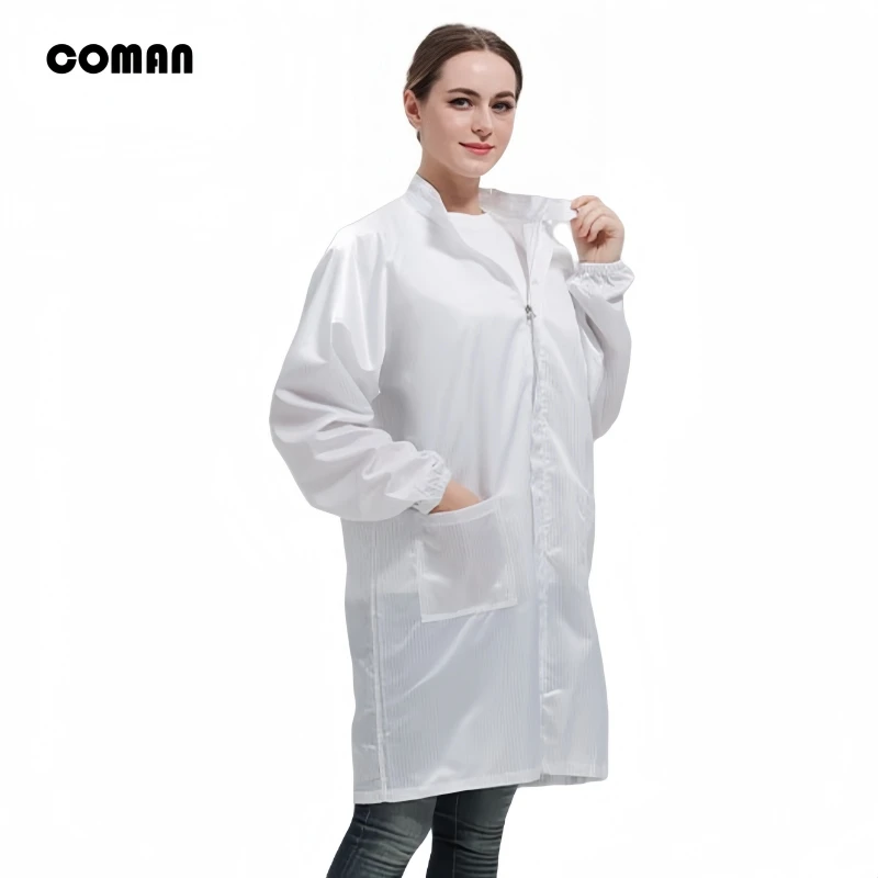 Men women stand up collar zipper dust proof anti-static uniforms Coveralls electronics factory clean room garment dust-free suit