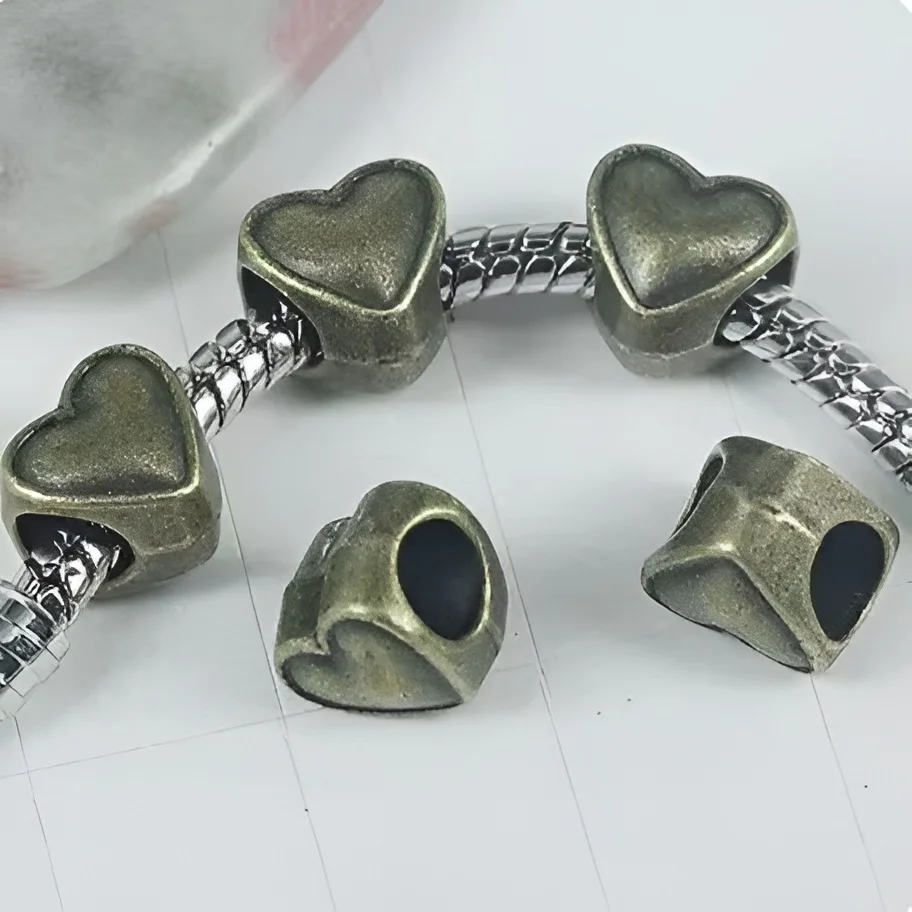 

15pcs 8x7mm,hole 4mm Alloy charms antiqued bronze 2sided heart shaped spacer beads for jewelry handmade HWL0181