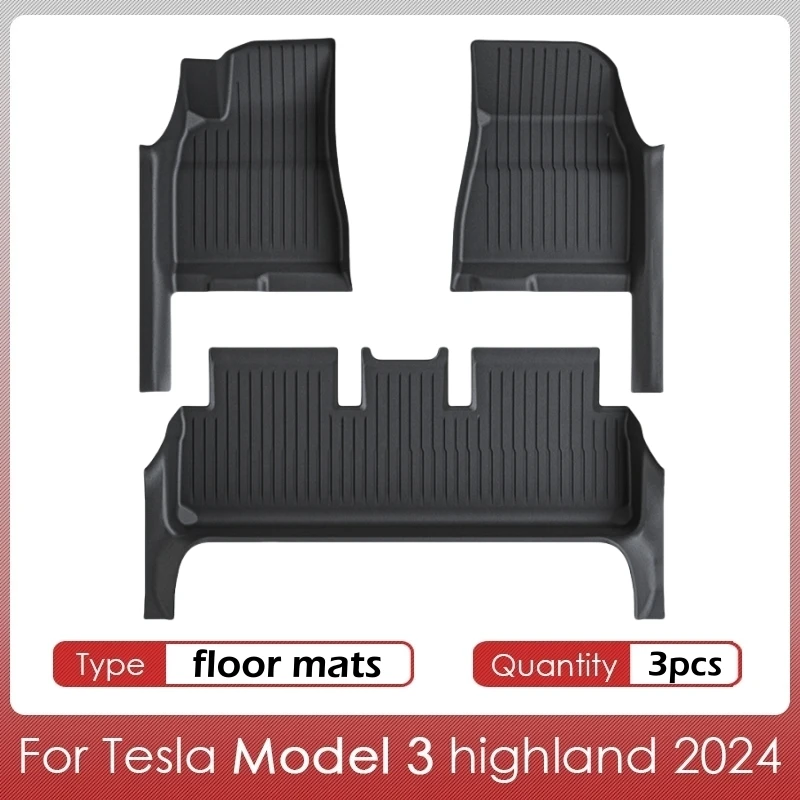 Für Tesla Model 3 2024 Highland Fußmatten mit Türschwellenschutz, Vollständige Bodenabdeckung, Vordere und Hintere Kofferraumauskleidung, Rücksitzmatten – Detail 7