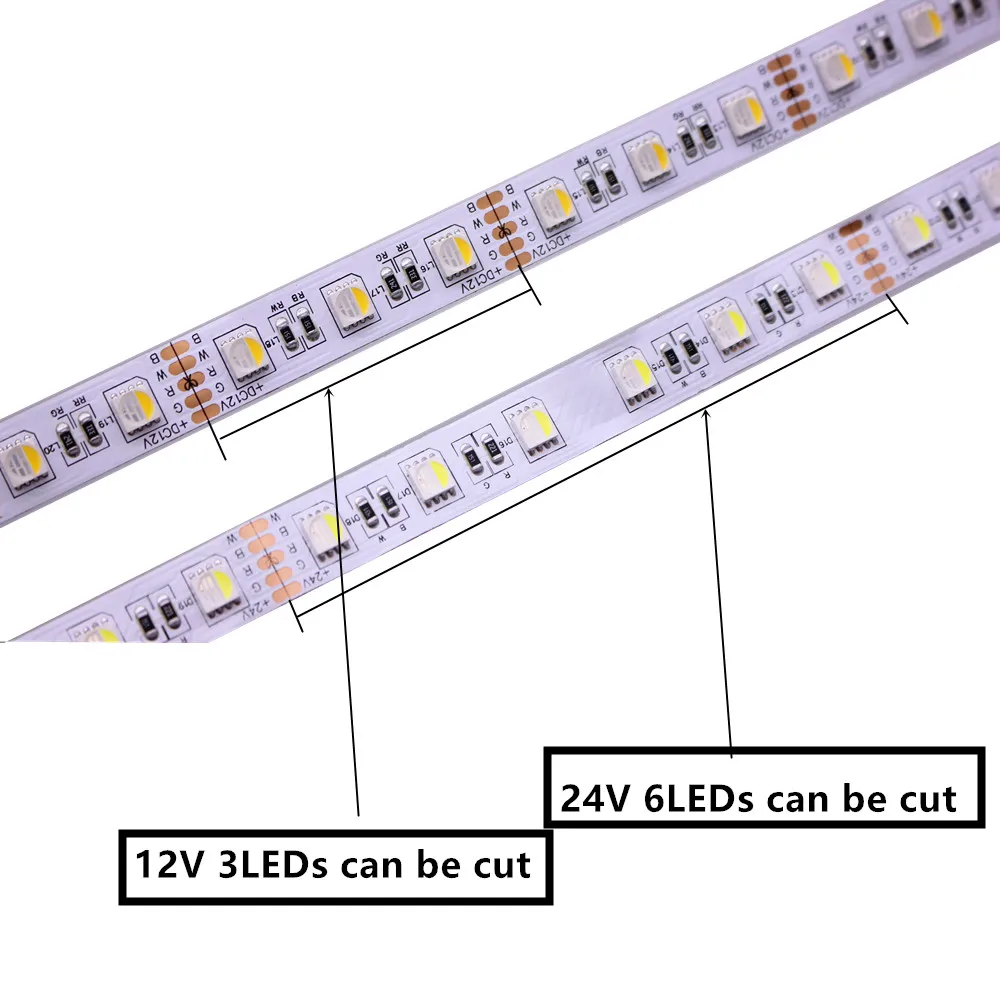 Bande Lumineuse LED Étanche 4 en 1, SMD5050, RGBW, RGBWW, 60, 84, 96, 120 Gible/M, DC12V, DC24V, Puce IP20, IP65