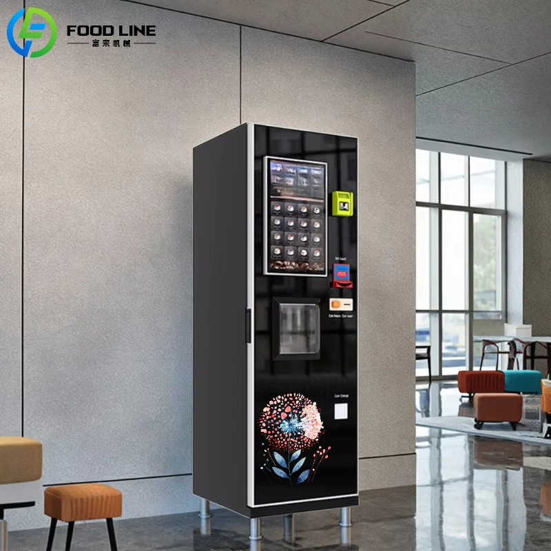 Customized Fully Automatic 24H Coffee Vending Machine Multi Flavor Smart Touch Screen Cashless Payment for Street Mall Station