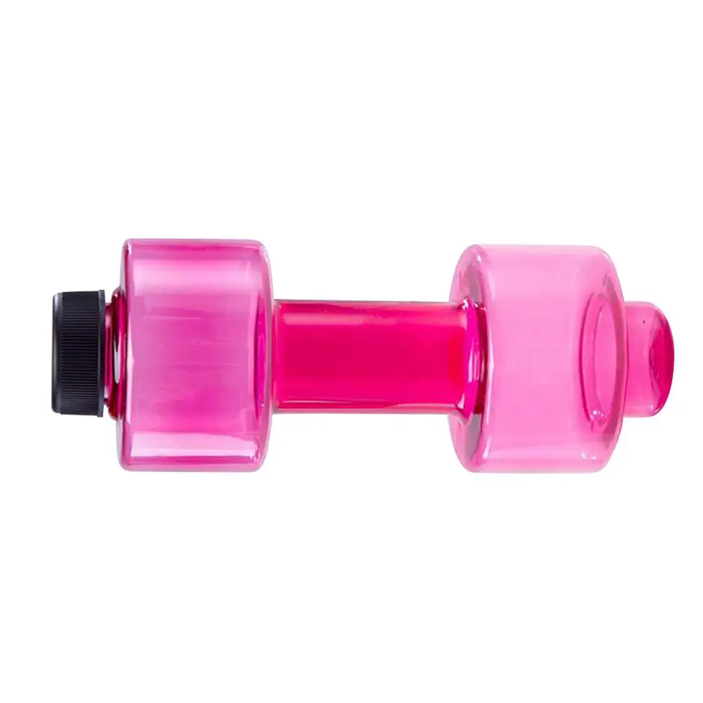 

Dumbbell Sports Water Bottle Plastic Space Water Bottle Low Temperature Water Bottle for Sports Exercise Fitness (Rosy)