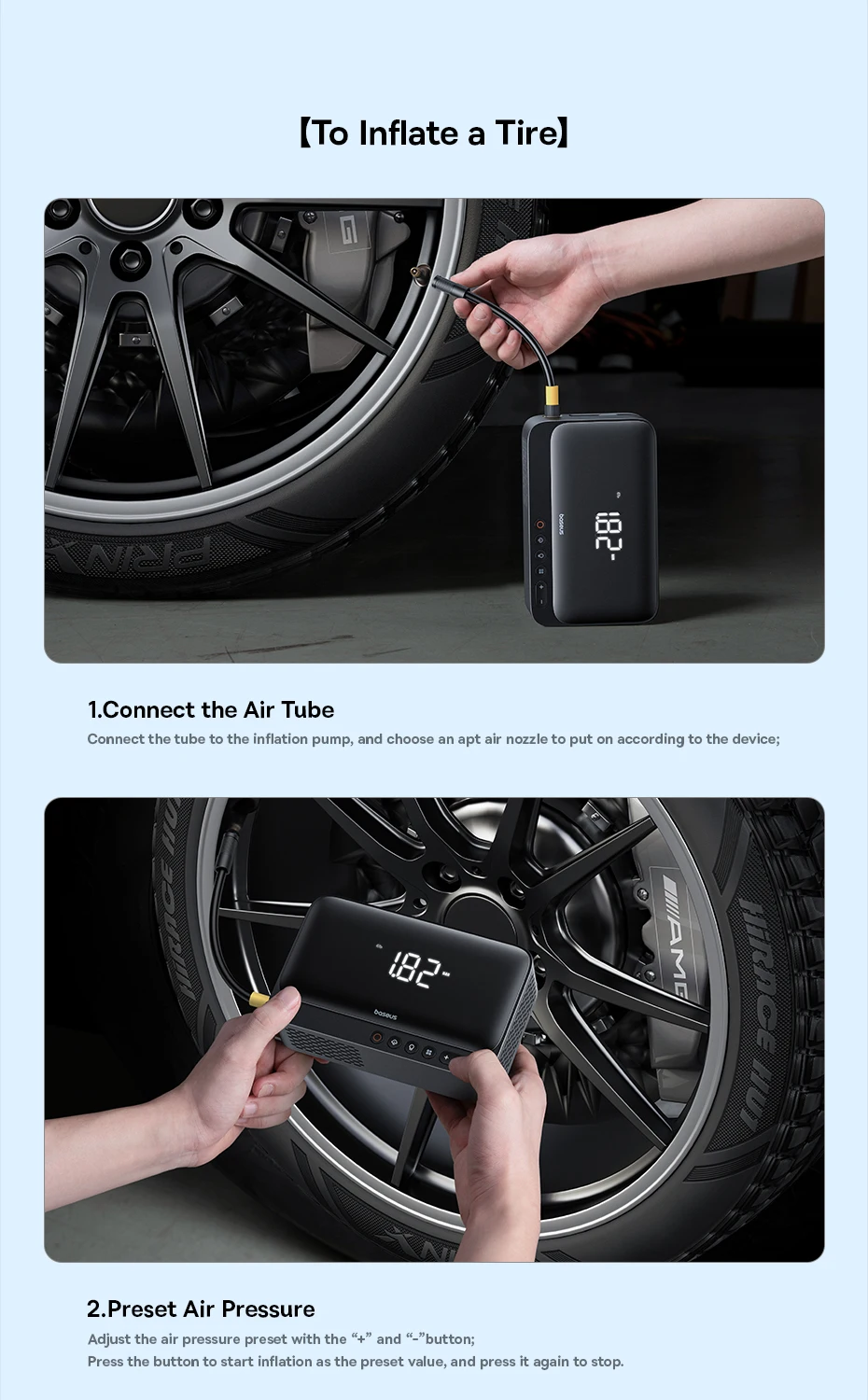 Baseus 4-in-1 Starthilfegerät 600A, Auto-Starthilfe, Powerbank, Multifunktions-Luftpumpe für Autobatterie, Reifenfüller – Detail 21