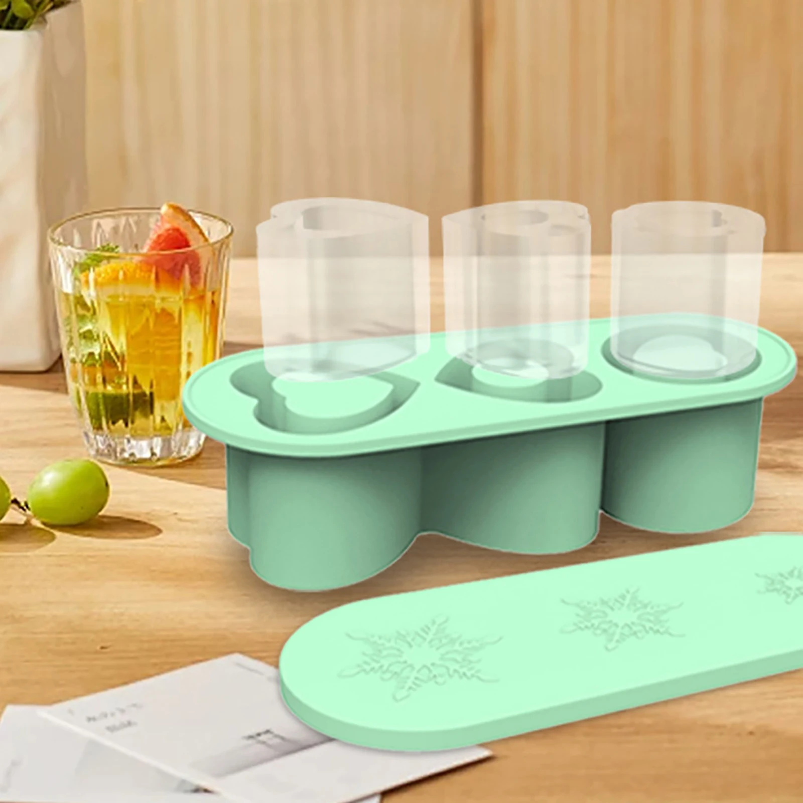 Heart Shaped Tumbler Cup Ice Cube Tray Silicone With Lid Silicone Ice Molds