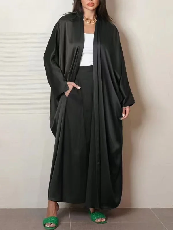 Muslim Open Front Abaya Long Sleeve Ramadan Maxi Length Dress Women\'s Clothing Cardigan Abayas Wearout Kaftans Women Jilbabs