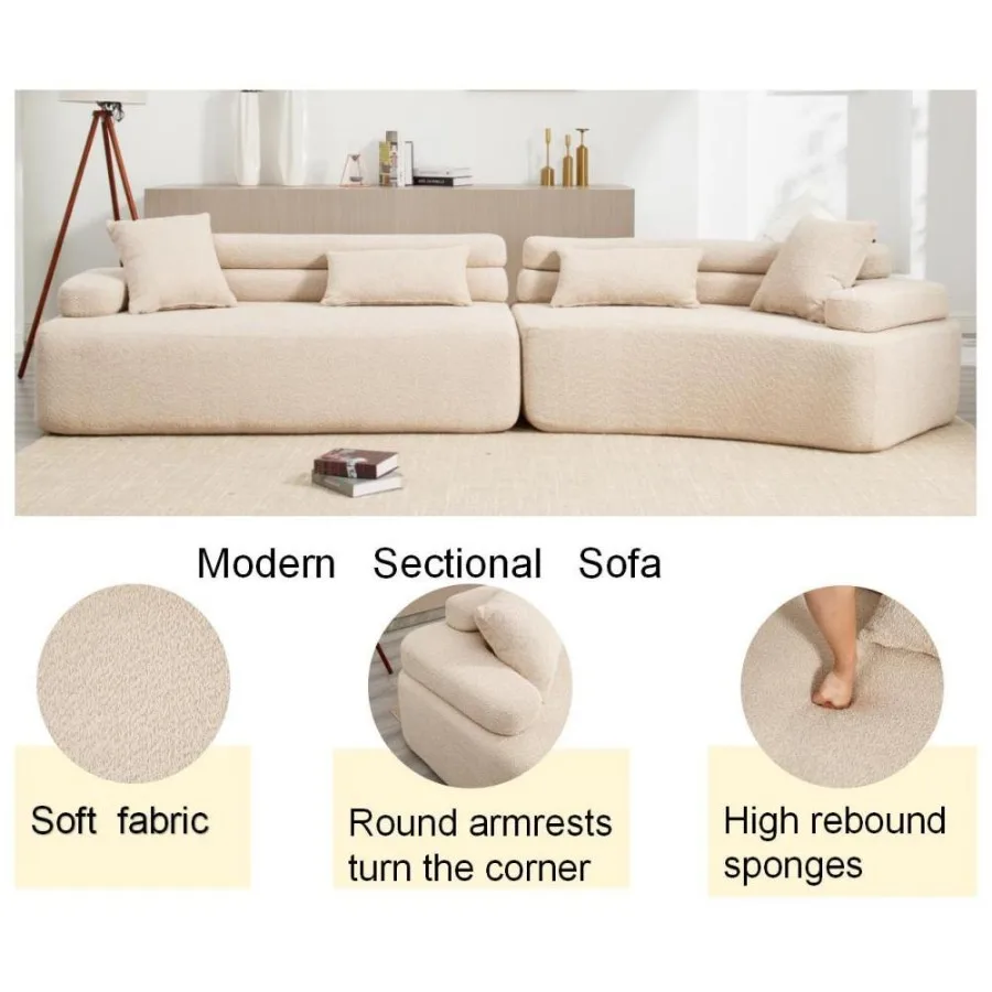 Modern Minimalist Sofa Bed Upholstered Indoor Furniture,Soft Foam-Filled Sleeper for Living Room,Bedroom image 3