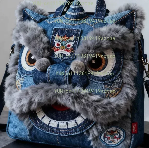 Original new Huaxia limited national style lion dance backpack high value niche design Guochao messenger bag