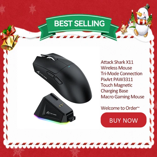 Ratón inalámbrico Attack Shark X11, conexión triple, PixArt PAW3311, base de carga magnética táctil, ratón macro para juegos