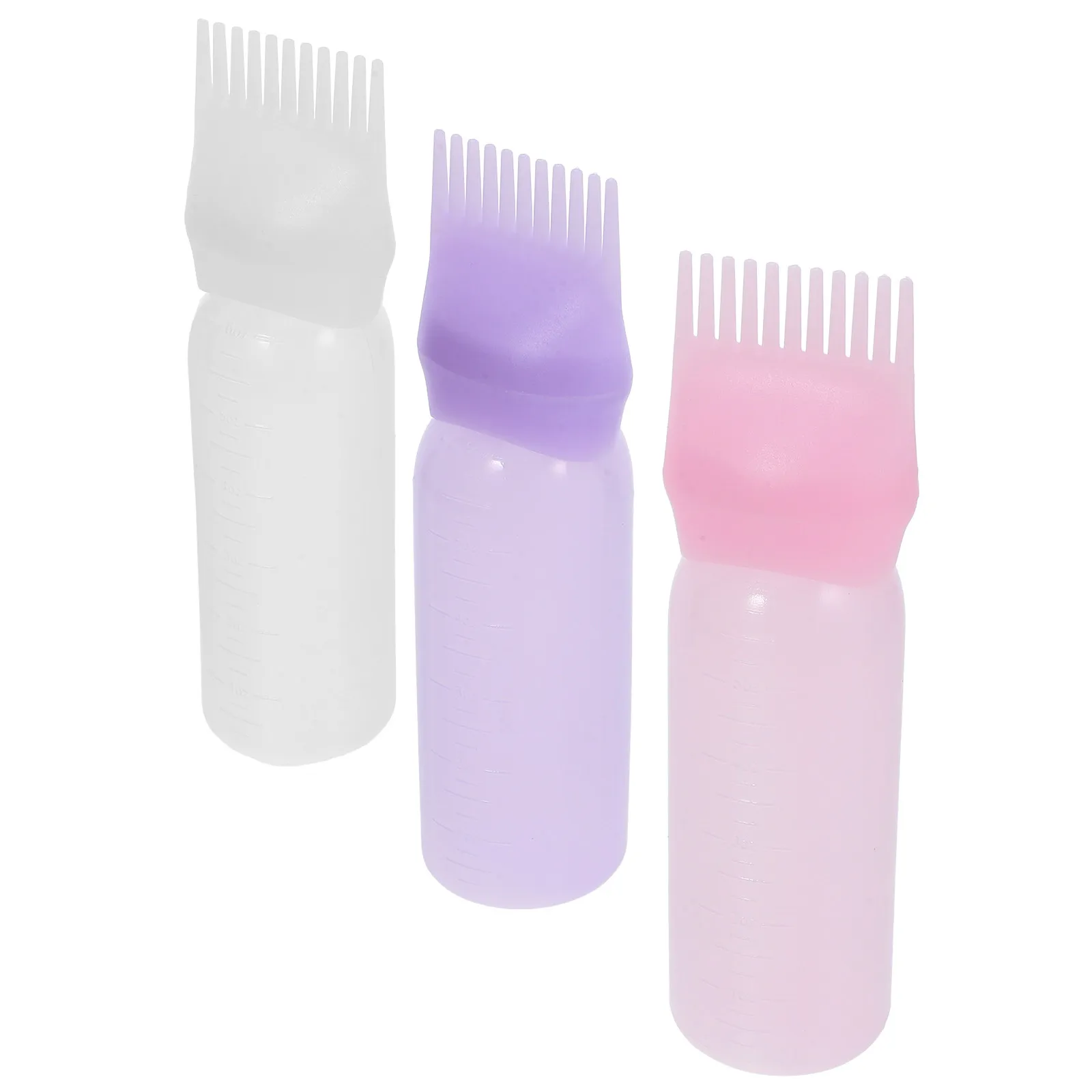 3Pcs Hair Dye Bottle Applicator Comb Design Way Apply Hair Coloring Scalp Treatment Even Root Distribution Salon Use