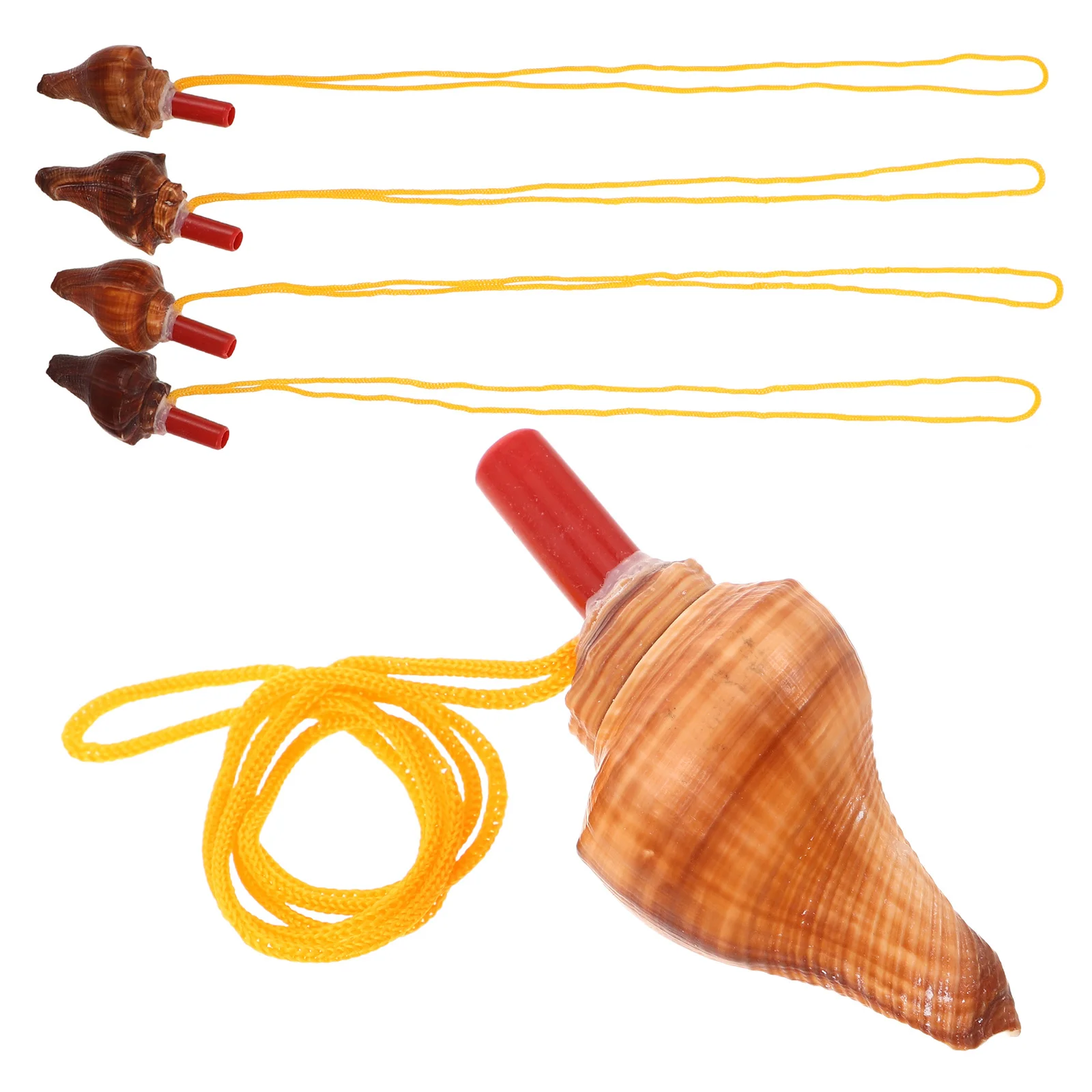 Sifflets de conque naturelle en forme de coquille, 5 pièces, pour Camping en plein air, randonnée, entraînement, forte d'urgence, appel marin Portable, cadeaux