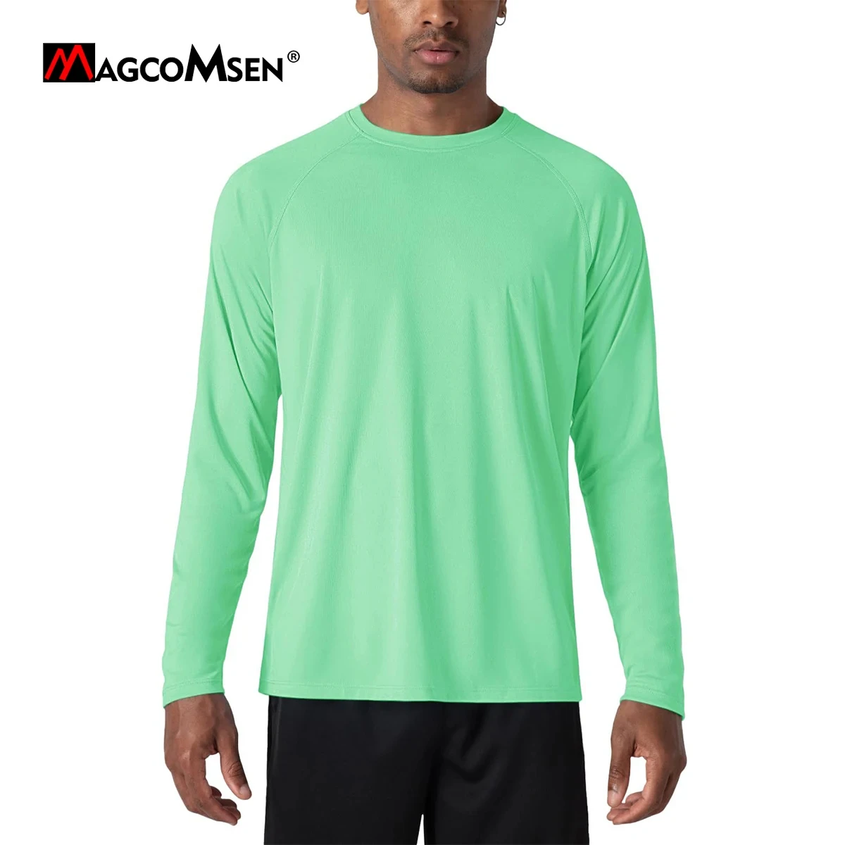 MAGCOMSEN Men's UPF 50+ Long Sleeve UV-Proof Tshirt Summer Quick Dry Fishing Sun Protection Shirt Sports Running Pullover Tops