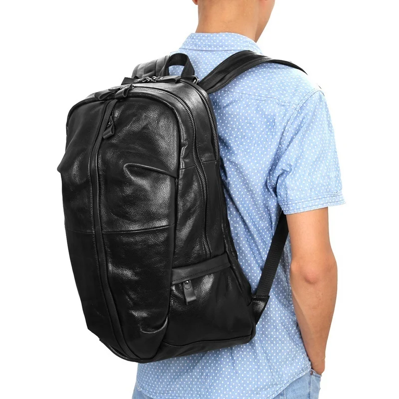 Fashion Men\'s Backpack Lambskin Travel Backpack Waterproof Schoolbag