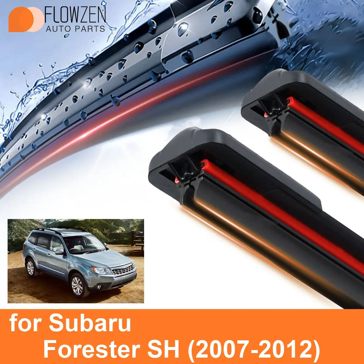 Car Windshield Wiper Blades for Subaru Forester SH Double Rubber Frameless Bracketless WipersSoft Accessories2009 2010 2011 2012