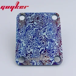 1 PCS Titanium Alloy Damascus Electric Guitar Electric Bass Neck Plate / Neck Joint Plate