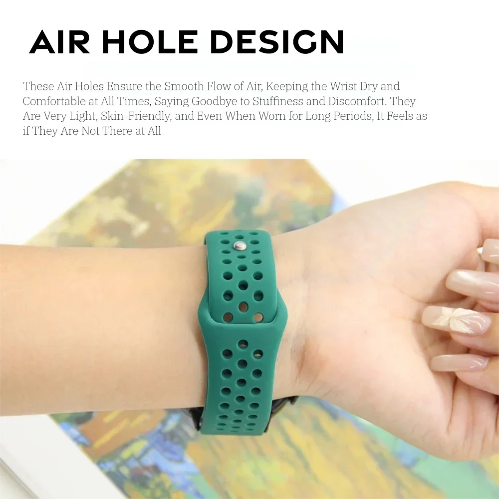 حزام رياضي سريع الإصدار لساعة Redmi 3 سوار بإبزيم عكسي وفتحات هوائية صديقة للبشرة من السيليكون ملحقات حزام الساعة #5
