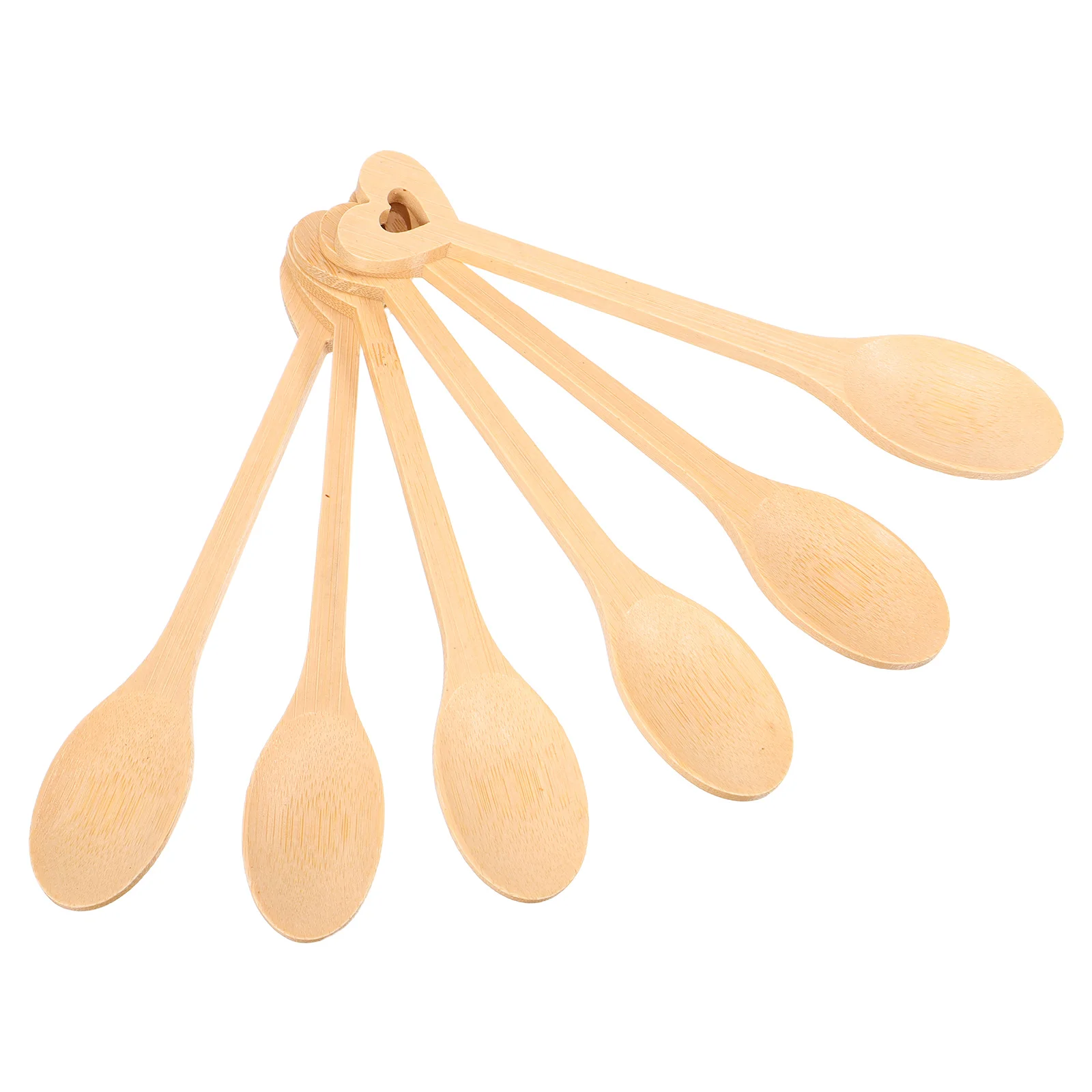 

6pcs Heart Snack Scoop Handle Stirring Bamboo Spoon Coffee Tea Dessert Serving Mini Round Spoon Kitchen Utensil