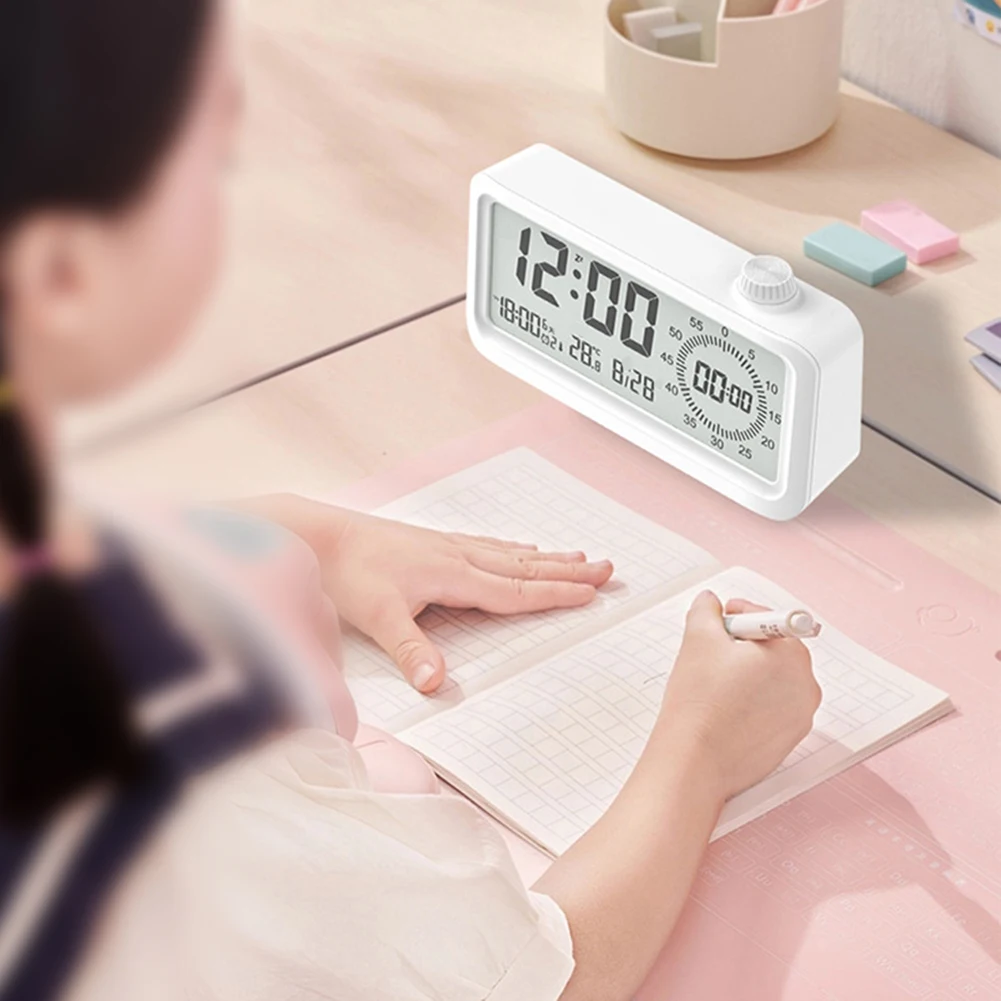 1 Piece Visual Timer Electronic Alarm Clock Silent LCD Display For Student Time Management Study White Black Blue Home Decor