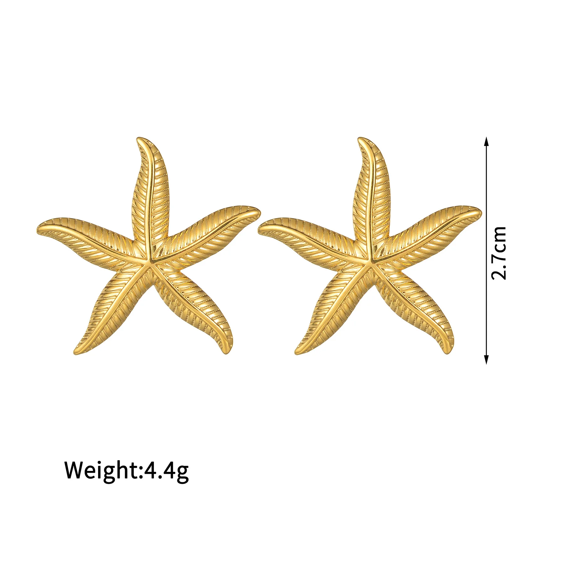 New Gold Color Minimalist Starfish Earrings for Women Girl Ear Stud High-End Stainless Steel Jewelry Christmas Gift Accessories