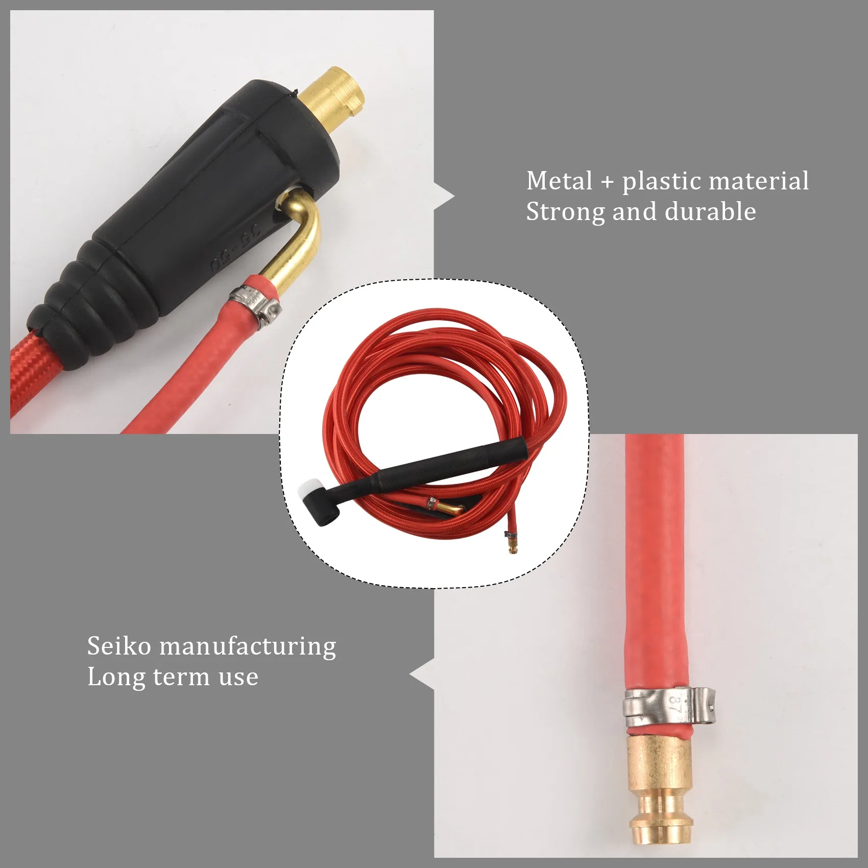 

AA19 TIG Welding Torch Quick Connector Gas-Electric Integrated Red Hose Cable Wires 4M 35-50 Euro Connector 13.12Ft