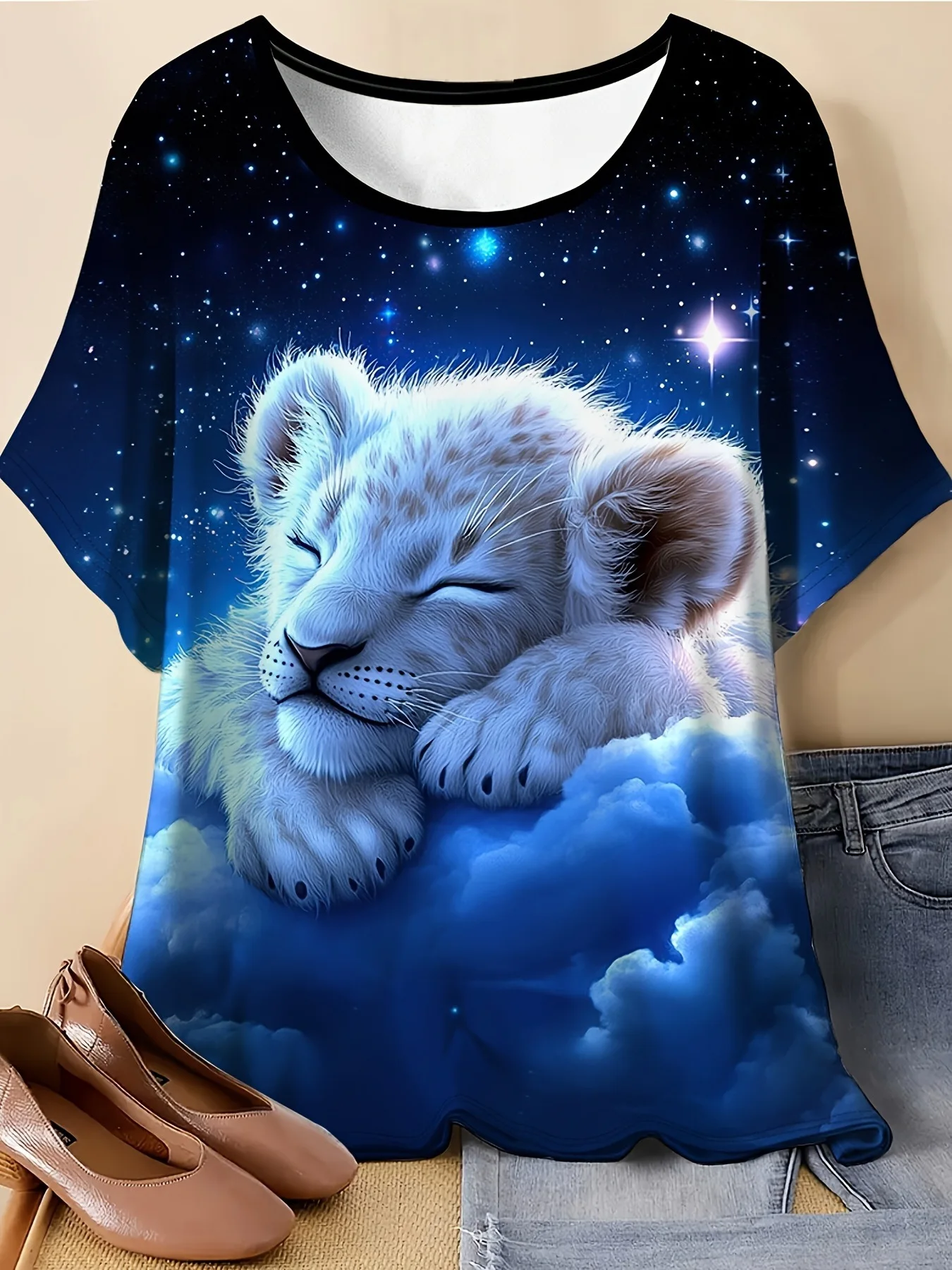 Leopard Tiger Wolf T-Shirts Animal 3D Print Summer Women's Short Sleeve T Shirt Casual Harajuku Y2K Tops Female Tees Clothing