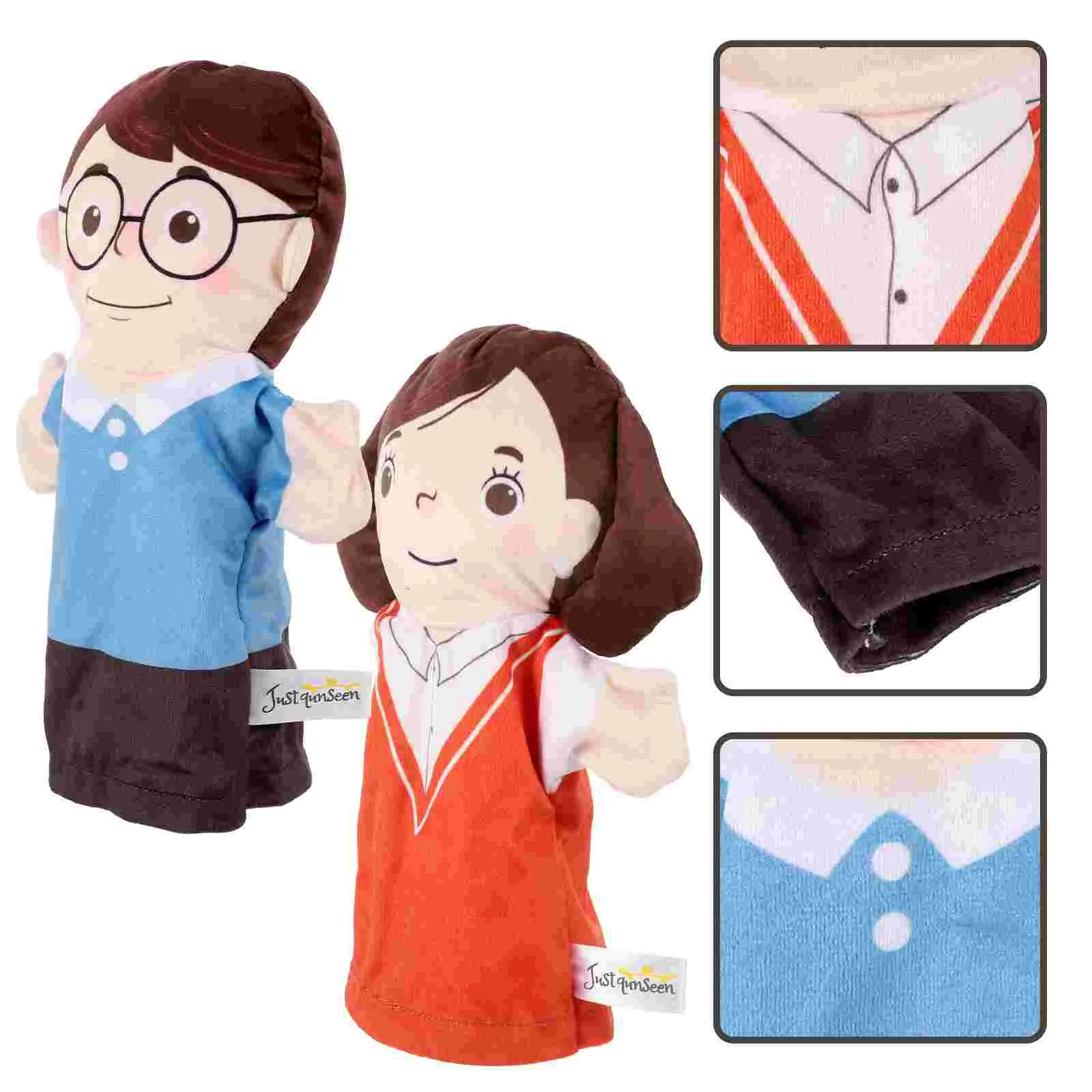 

2 Pcs Character Hand Puppet Decorative Figure Pretend Lifelike Creative Toy Cotton Puppets for Kids Child Adults