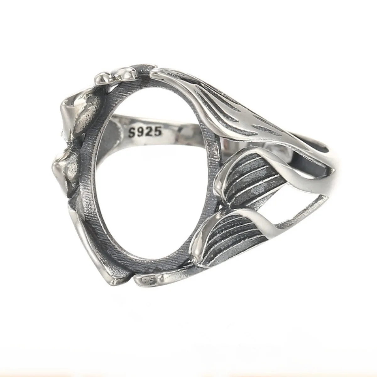 

925 Silver Ring Blank (13x17mm Oval Blank) Adjustable Thai Sterling Silver Ring Base