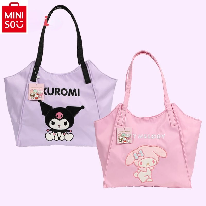 MINISO Sanrio, Hello Kitty Kuromi, Студенческая Милая универсальная ручная сумка через плечо, вместительная сумка для покупок