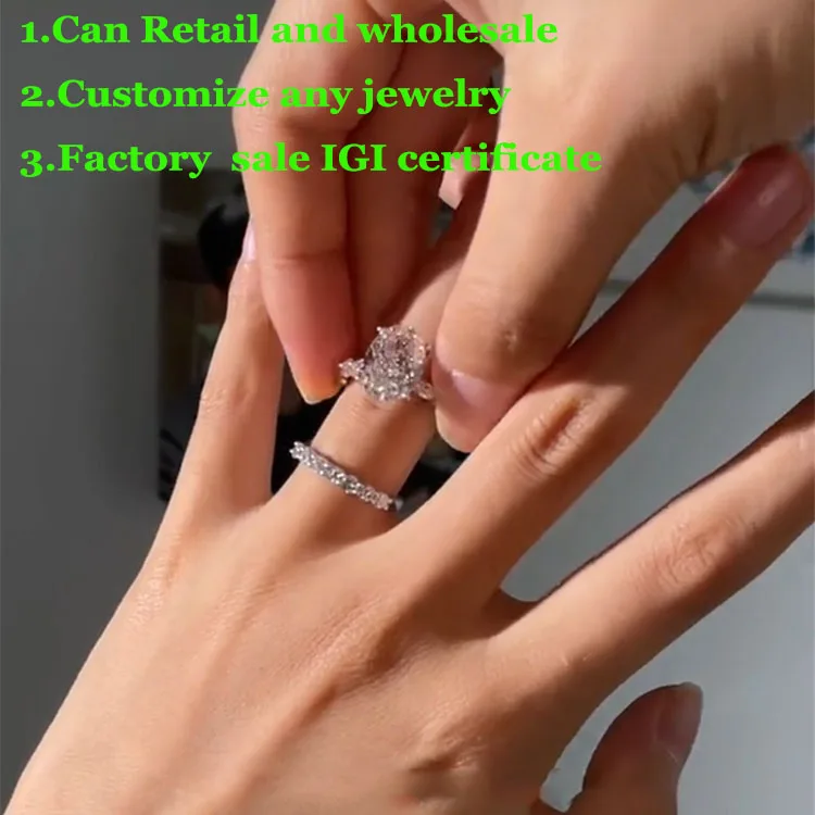 

Luxury Oval D Color 2Ct IGI Lab Growing Diamond Ring one Set ring Au585 14K White Gold Ring wedding Ring factory sell ﻿