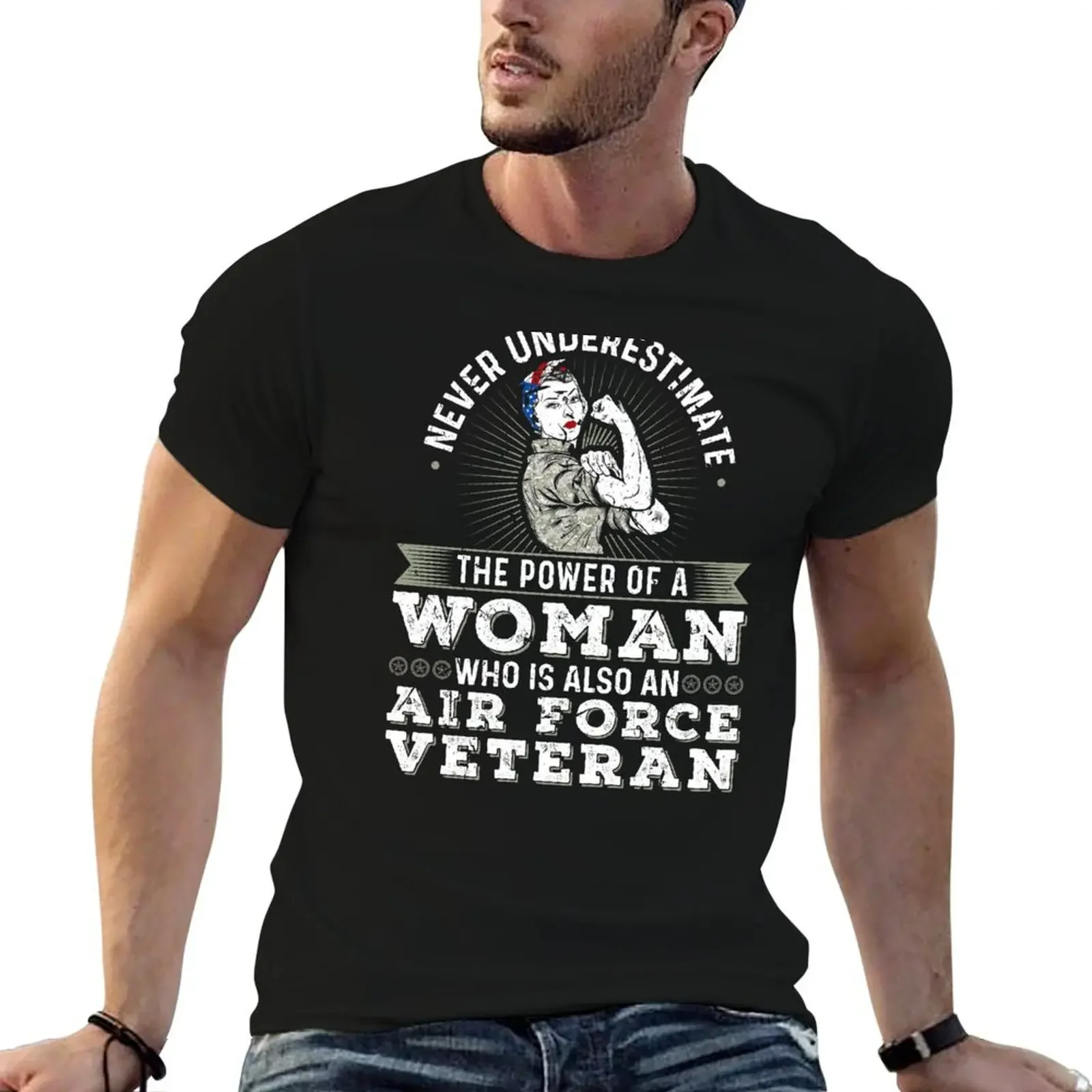 

Never Underestimate A Woman Air Force Veteran T-Shirt sublime anime clothes man t shirt mens t shirt