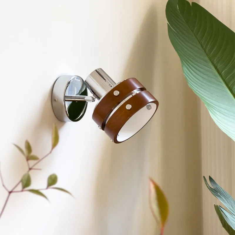 

Vintage Solid Wood LED Wall Sconce Rustic Walnut Color Bauhuas Wall Lamp for Bedside Reading Kitchen Home Appliance Luminária