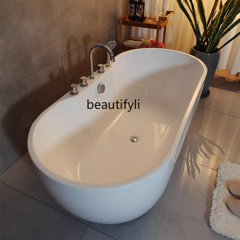 

Small apartment bathtub hotel homestay bathtub independent movable oval integrated princess bathtub