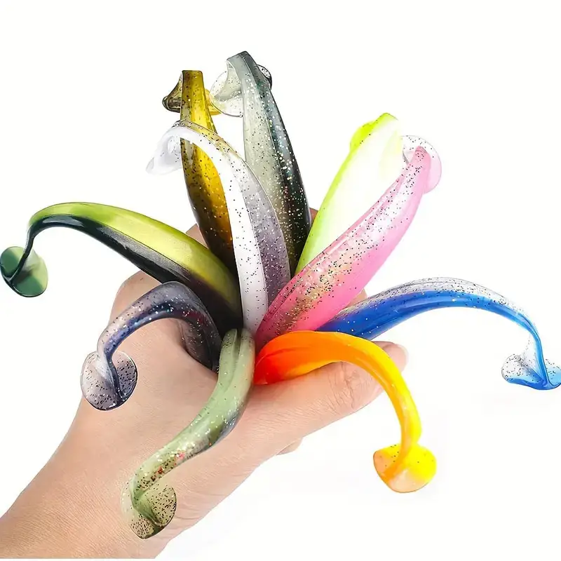 Angelköder-Set mit weichem Schwanz, 55/65/75 mm, Schwimmköder, Silikon-Wobbler, für Barsch- und Karpfenangeln, Angelzubehör, zufällige Farbe, 10/50/100 Stück. – Detail 2