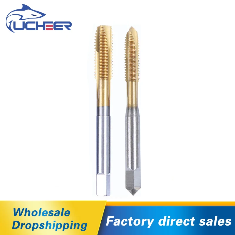 UCHEER 1pc Tap titanize straight screw tap Drill bits Machine Point Thread M2.5-M10