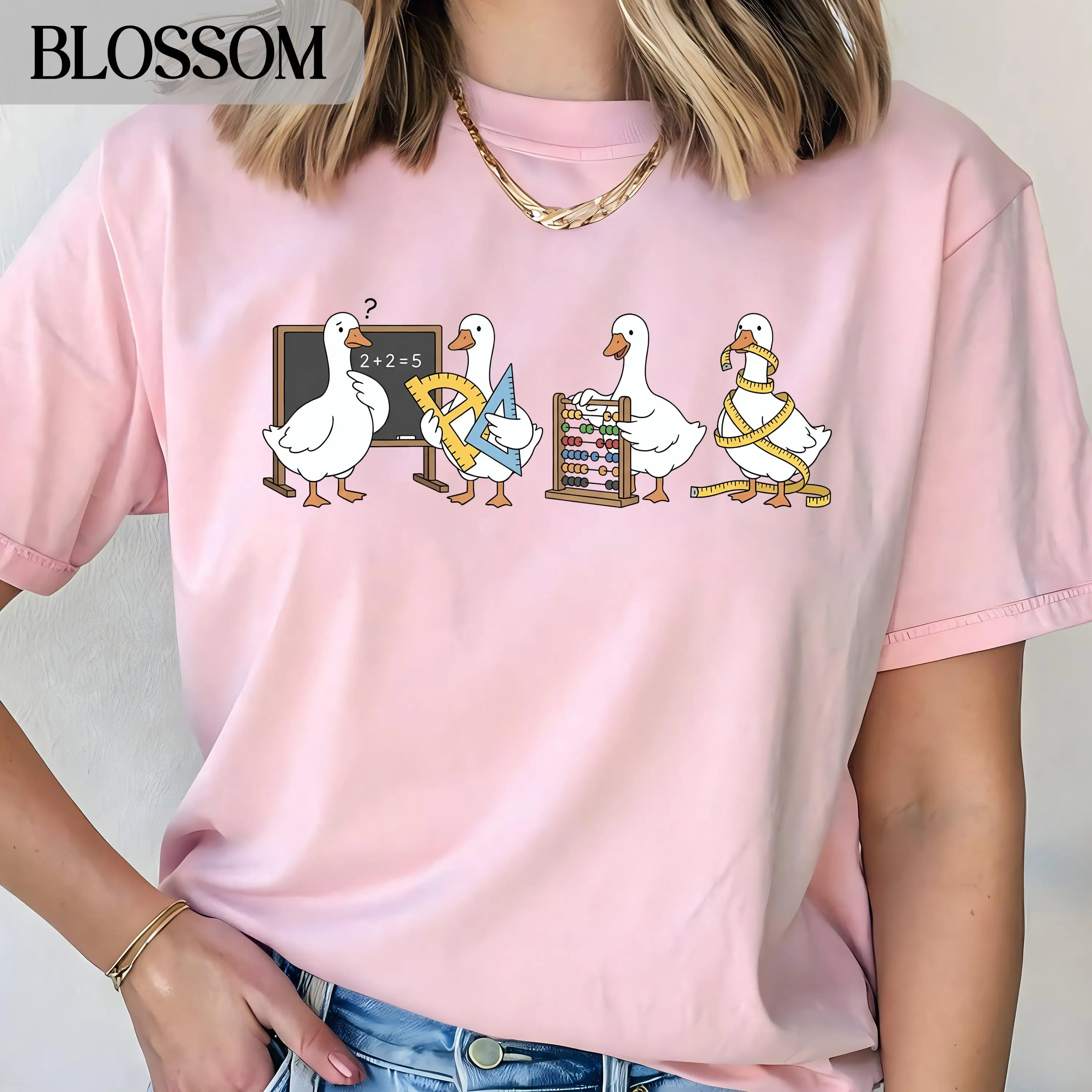 School Teacher Geese T-Shirts, Math Goose Tees, T-shirt Gift for Educators