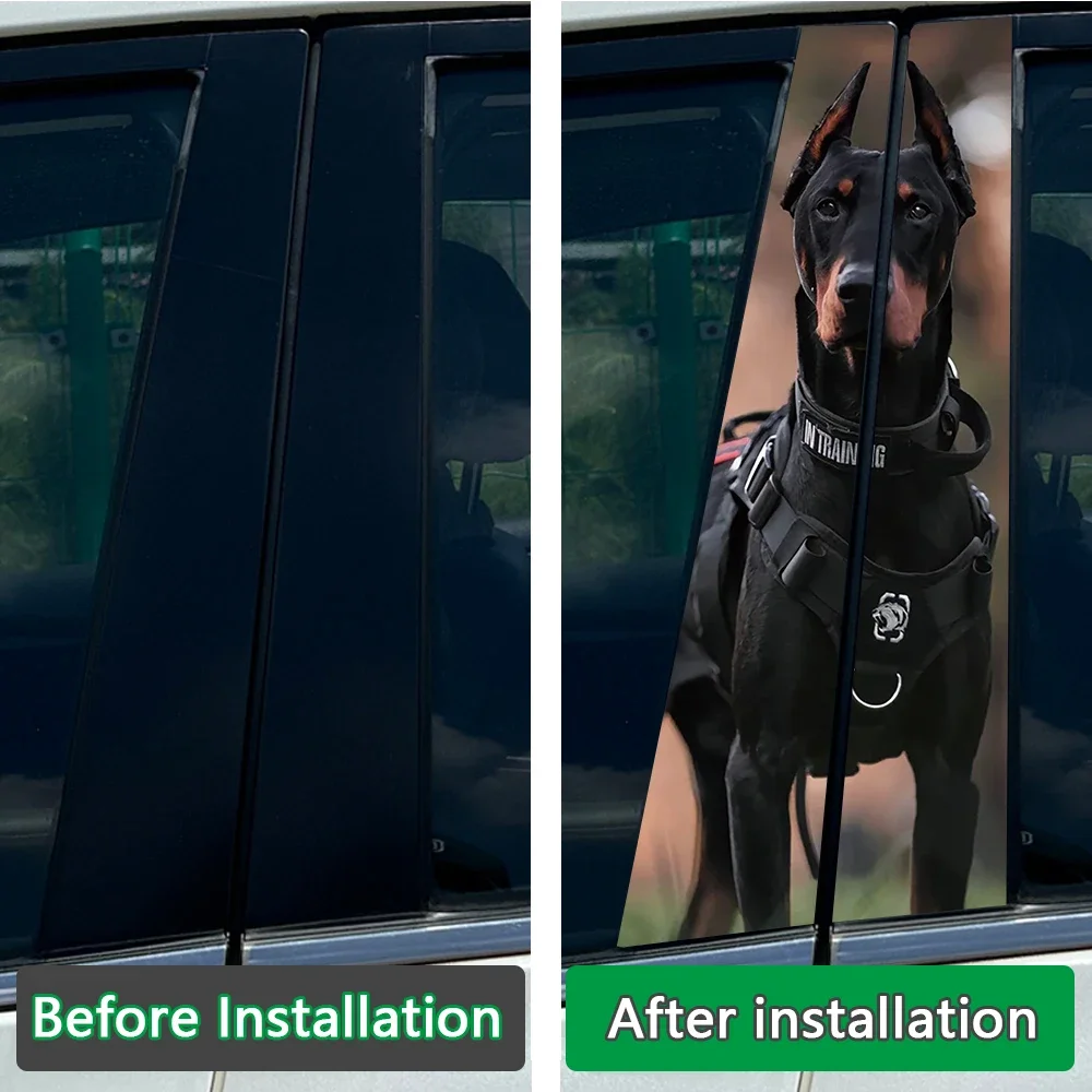 1/2pcs German Doberman pinscher Shepherd Car Center Pillar Sticker B Pillar Protective Film Decoration