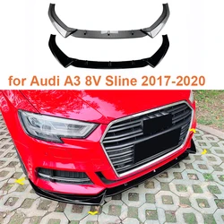 For Audi A3 8V Sline 2017 - 2020 Glossy black Car Front Lower Bumper Lip Body Kit Duck Lip Splitter Canard Trim