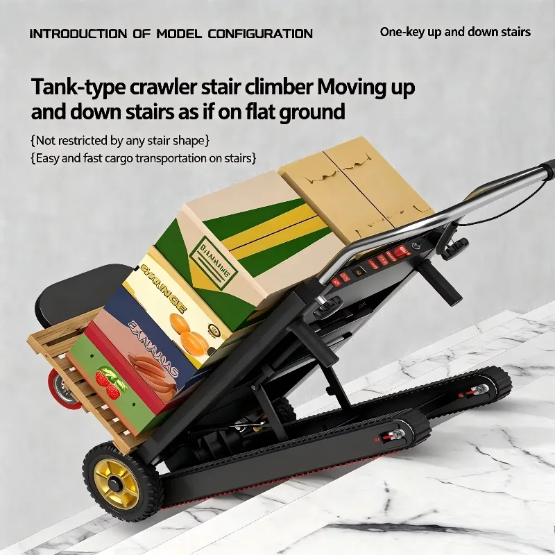 New Automatic Electric Silent Tracked Stair-climbing Machine; Foldable Portable Heavy Duty Tire-type Handling Vehicle; Ultimate