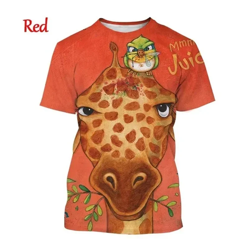 Funny Giraffe Printing Kids Tee Shirts Cute 3D Jirafa Graphic T Shit for Men Casual Animal Cartoon Tops Tee Cool Womens Clothing