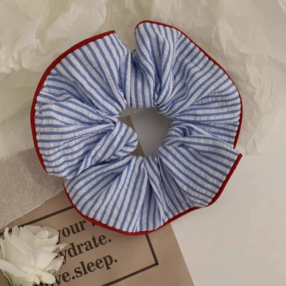 

Cute Cloth Stripe Blue White Girl Head Rope Large Intestine Hair Ring Hair Rope Korean Style Headwear Women Scrunchies Hair Tie